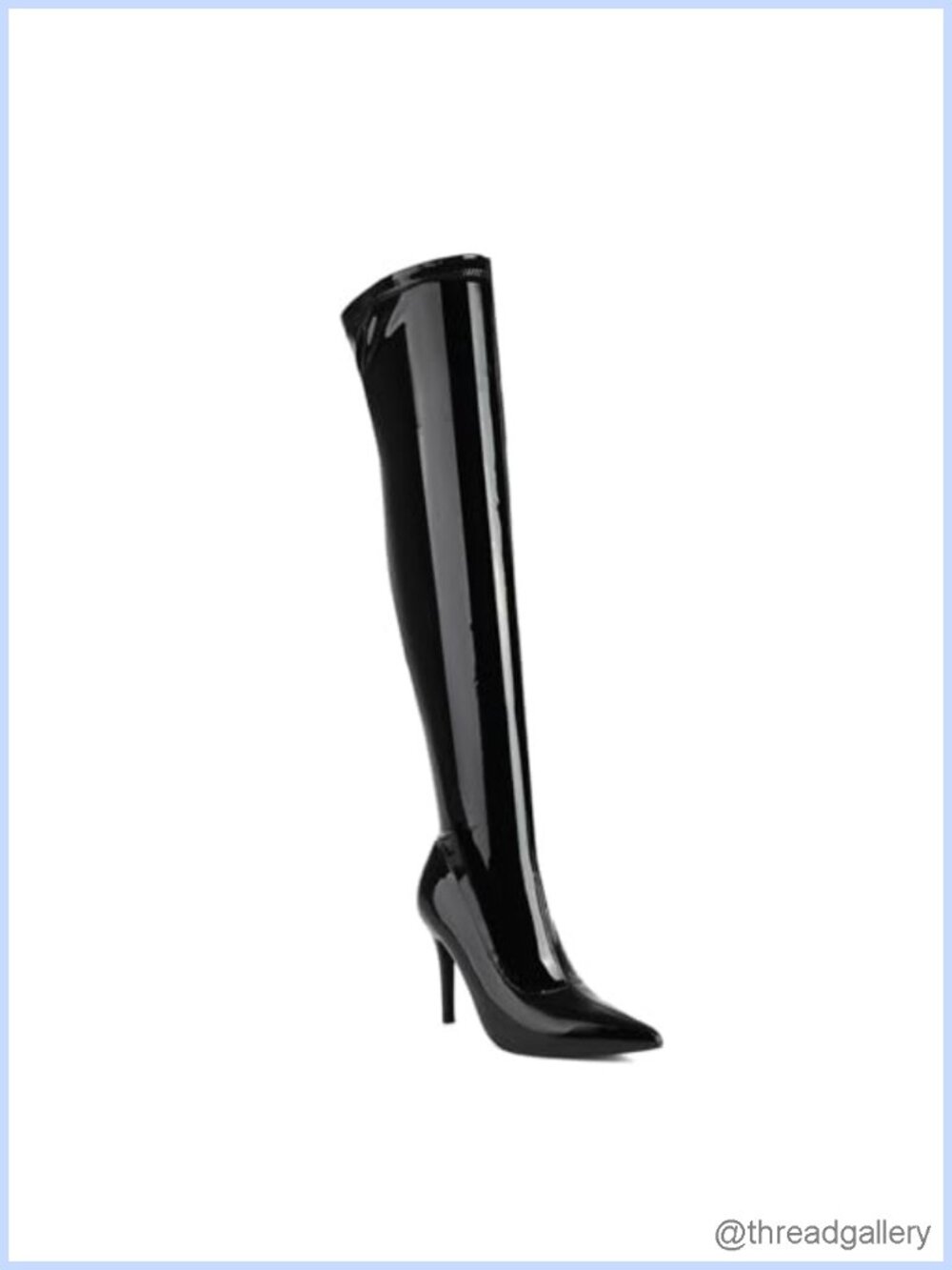 Women's Thigh High Patent Leather Stiletto Boots Pointed Toe Over the Knee